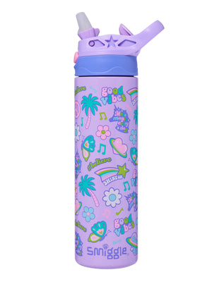 Smiggle - All Stars 520ML Automatic Hidden Straw Stainless Steel Drink Bottle