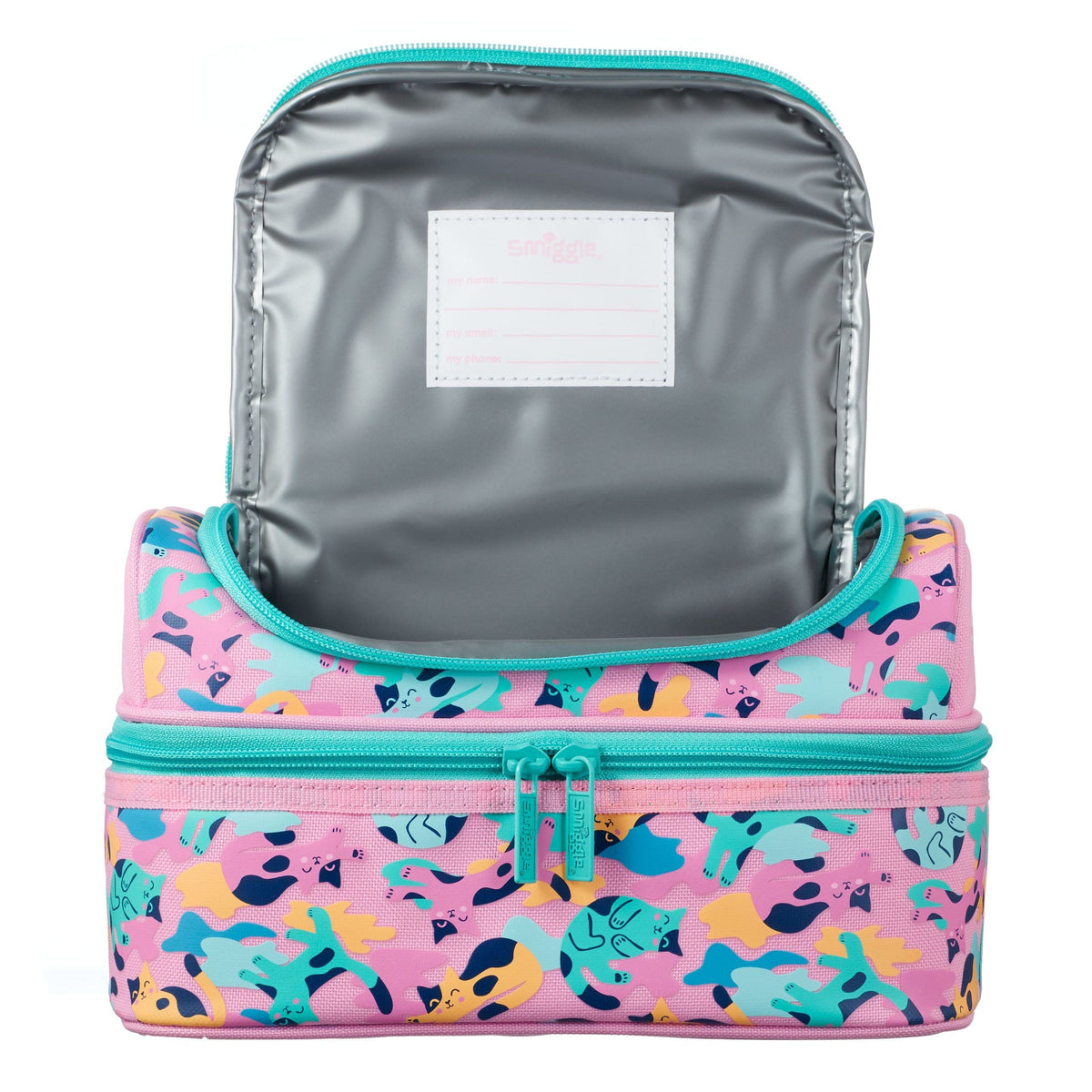 Smiggle - Çift Katlı Mavi Kedişler Beslenme Çantası