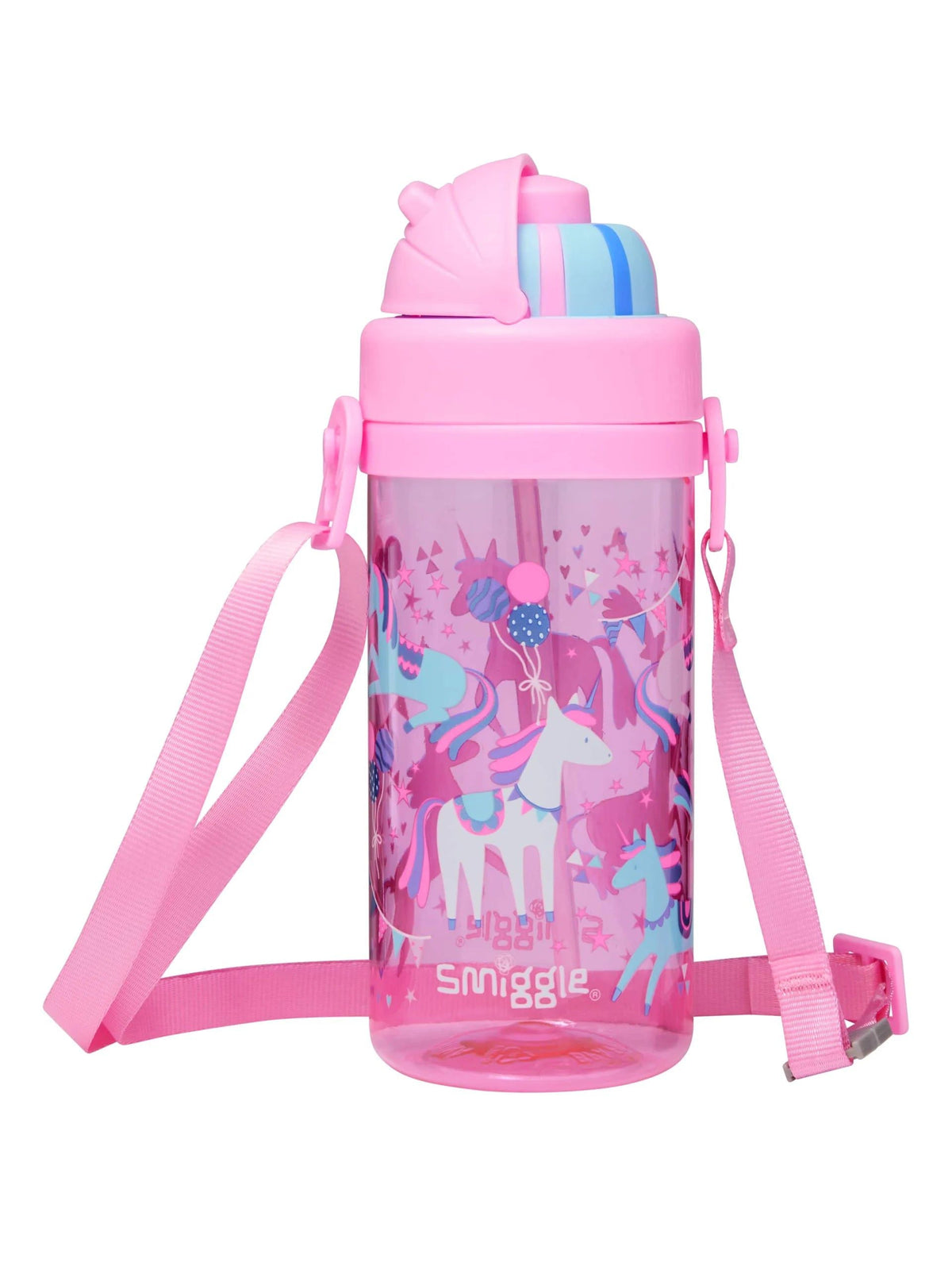 Smiggle - Glide Teeny Tiny Straw 440ML BPA Free Hanging Water Bottle