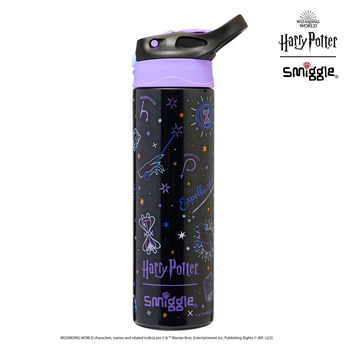 Smiggle – Harry Potter 520 ml Stahlflasche mit automatischem Strohhalm