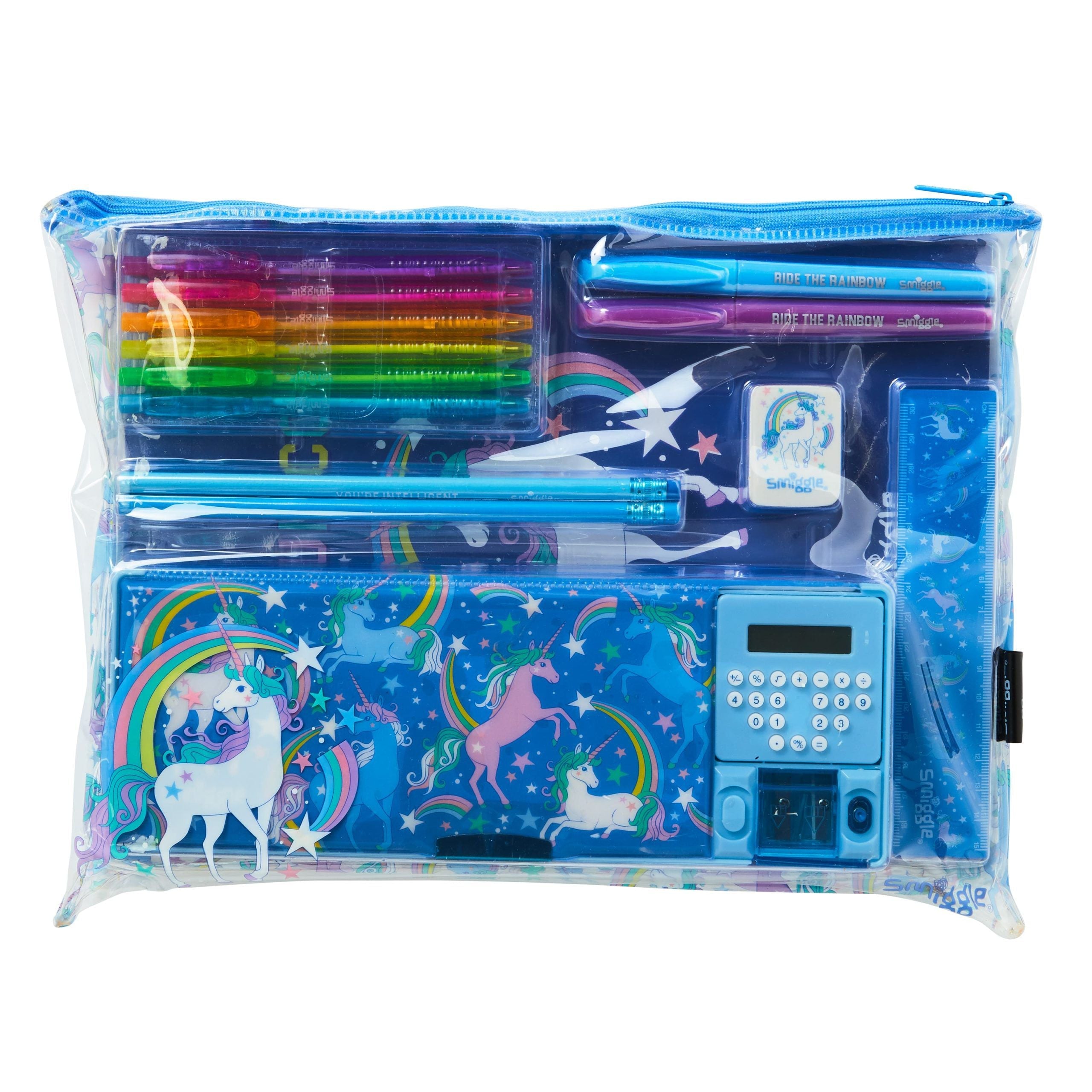 Smiggle - Hesap Makineli Pop Out Otomatik Kalem Kutusu ve Özel Kalem Seti