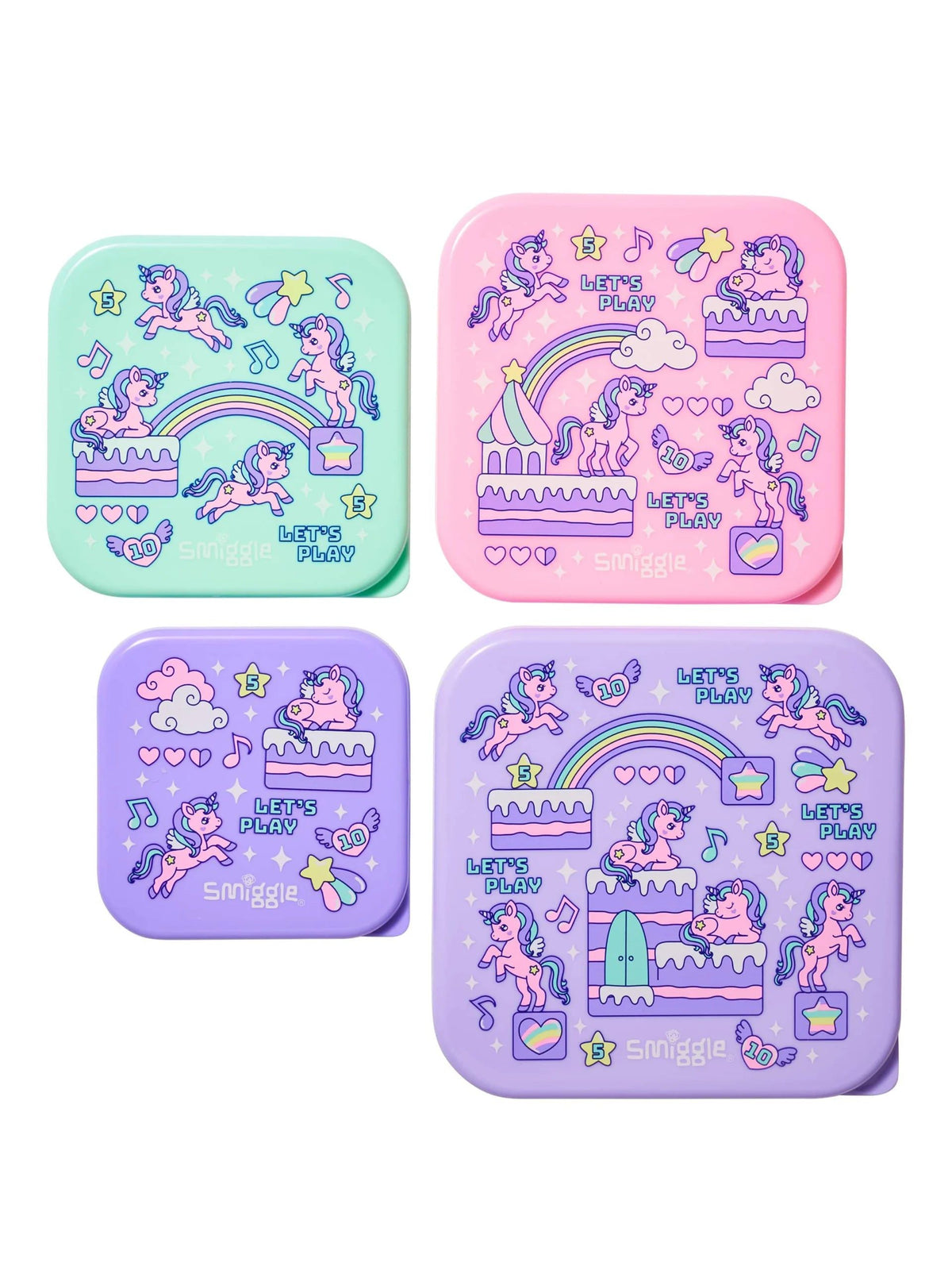 Smiggle – Lets Play 4-teilige BPA-freie Lebensmittel- und Ernährungsbehälter