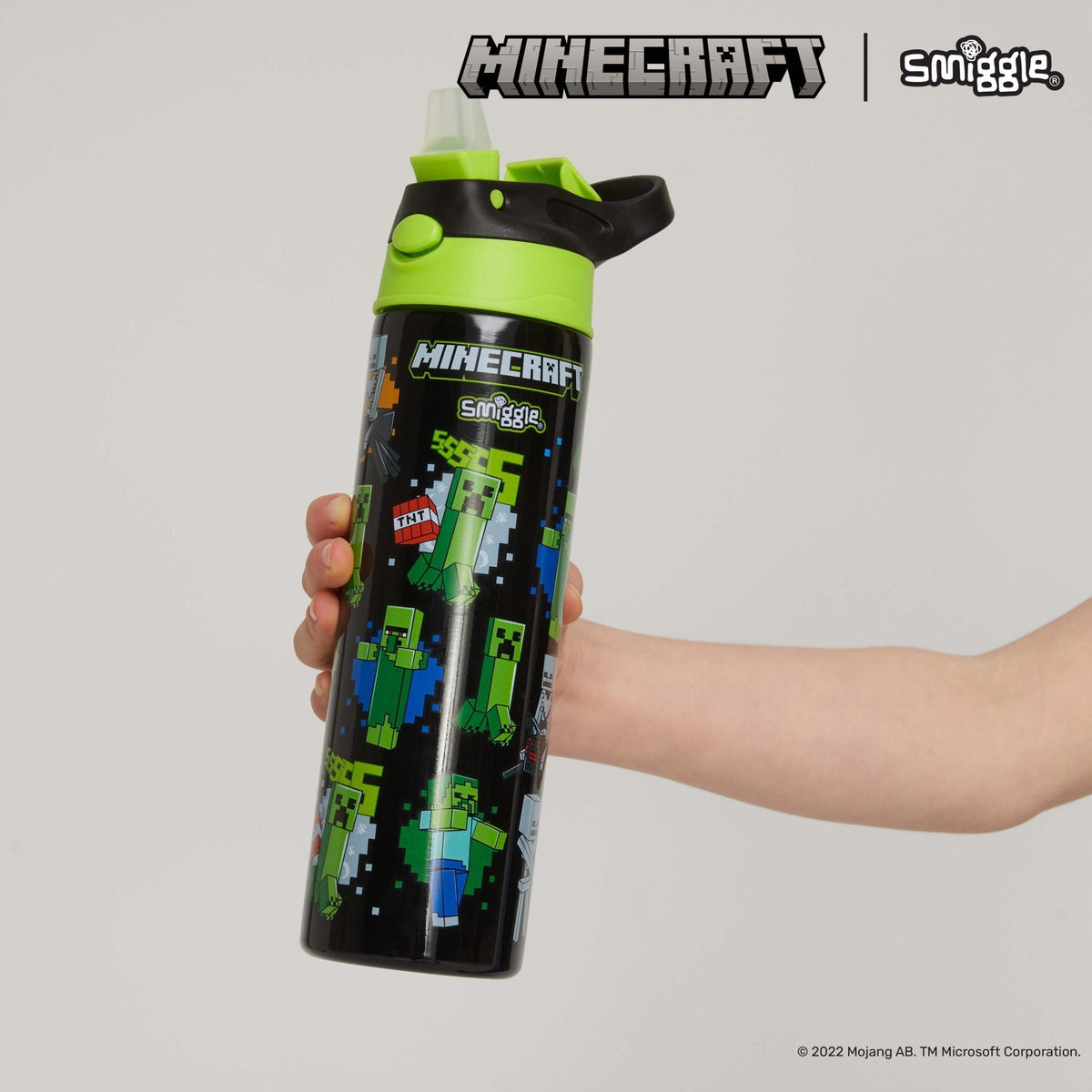 Smiggle - Minecraft Otomatik Pipetli 520ML Çelik Matara
