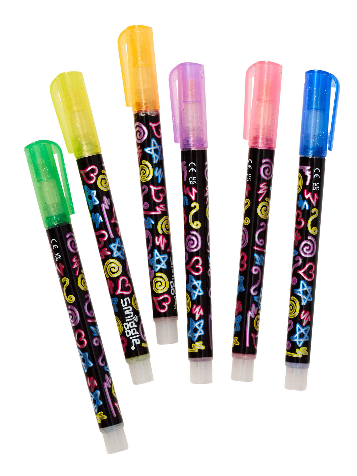 Smiggle - Outline Silver Glitter Forforlu Highlighter 6 Piece Pen Set