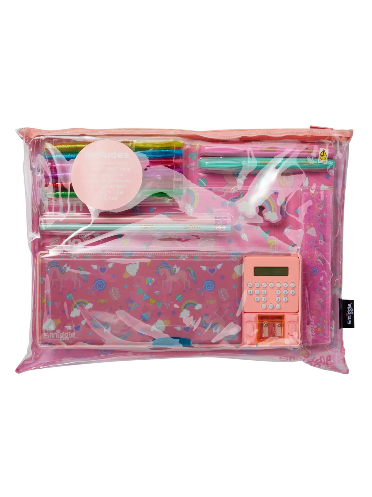 Smiggle – Pop Out Good Times Automatisches Federmäppchen mit Taschenrechner und Schreibwaren-Set