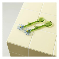 &Klevering - Cucharas Flora - Set de 2 | Azul
