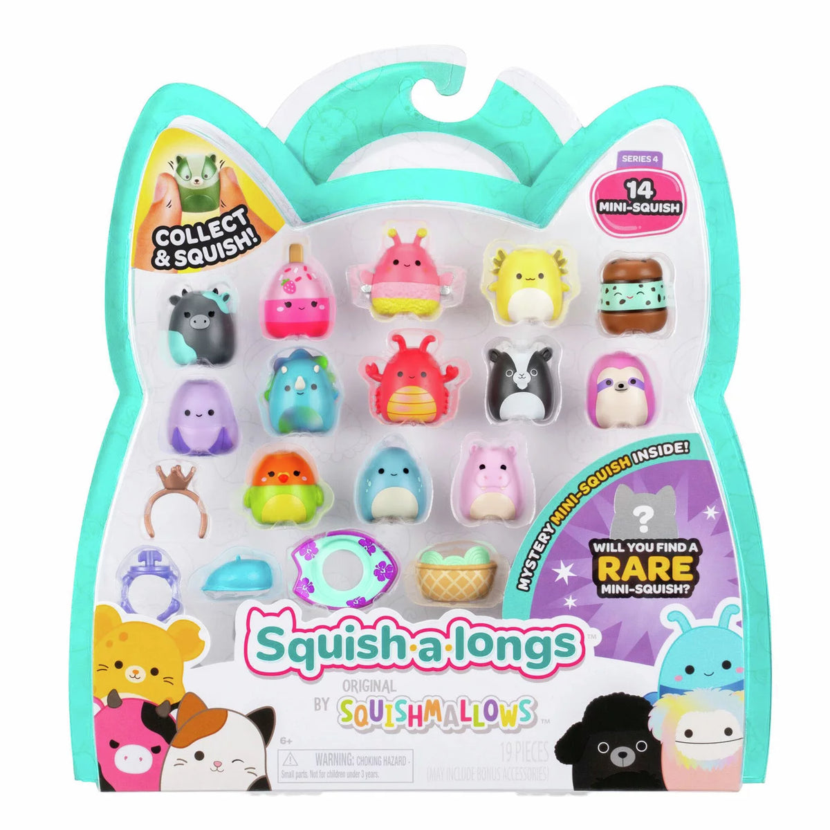 Squishmallows - Squish-a-longs 14 Figures + Ring Set + 4 Accessories Special Edition Toy