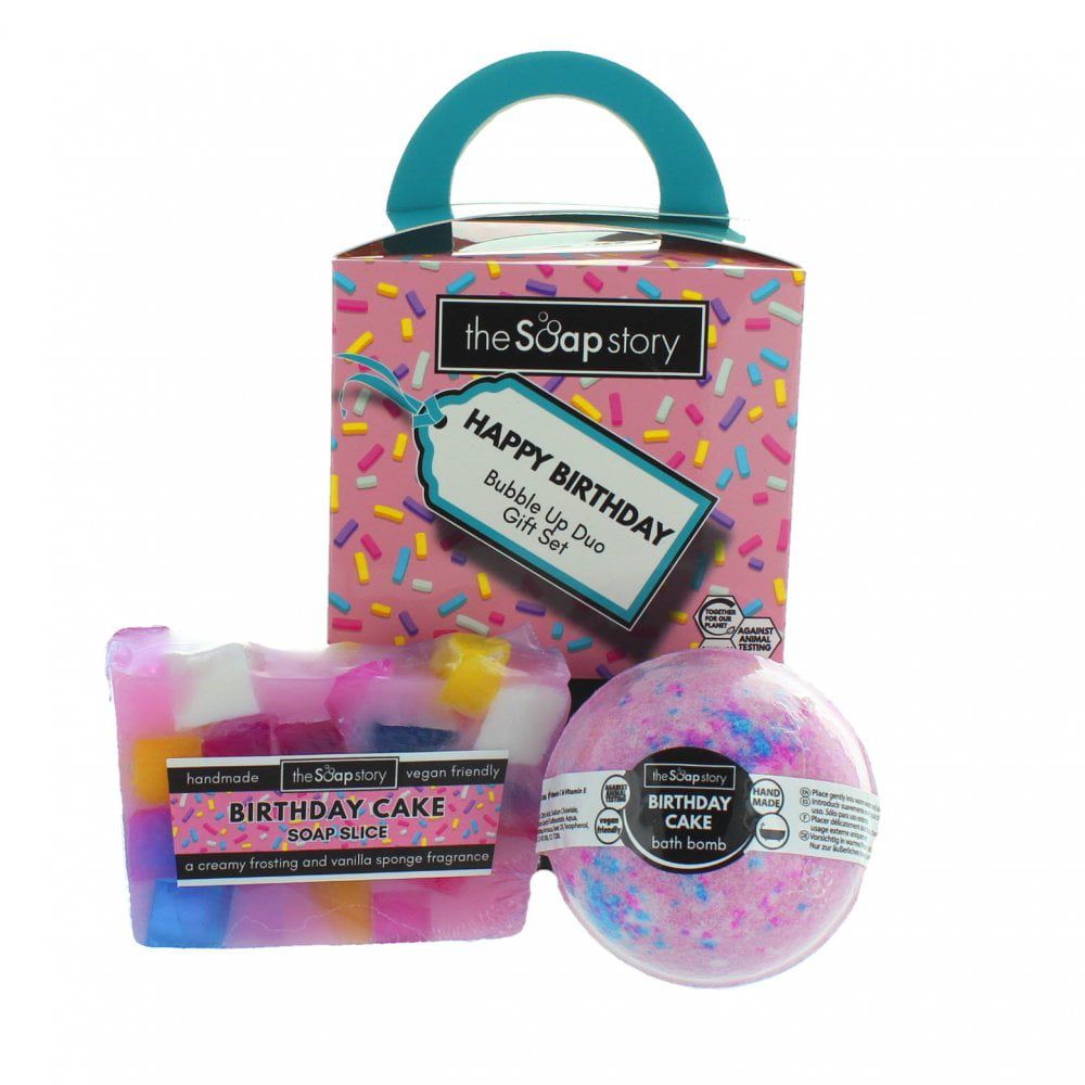 The Soap Story – Seifen- und Badebomben-Geschenkset „Alles Gute zum Geburtstag“. 